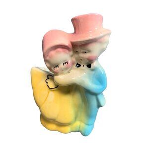 Vintage Ceramic Shawnee Pottery Boy & Girl Dancing Planter Figurine Pastel Color